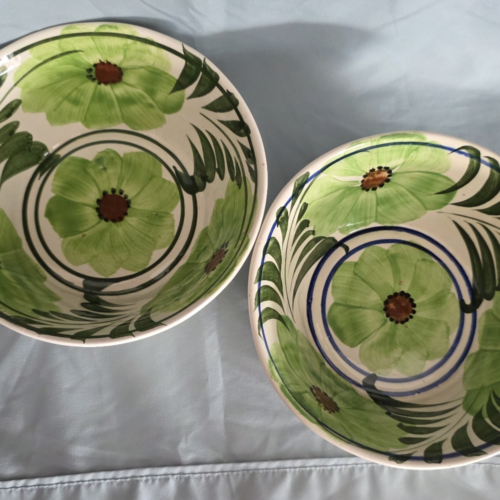 Source Unknown Green Floral Bowls